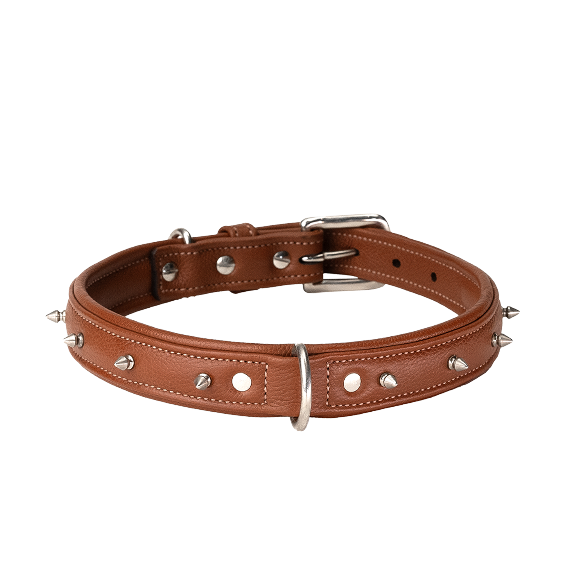Adil's Spiked Softy Leather Dog Collar with Mushroom Rivet Studs - Adjustable for All Breeds, Metal Buckle & D-Ring
